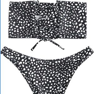 ZAFUL Strapless Lace Up Bikini